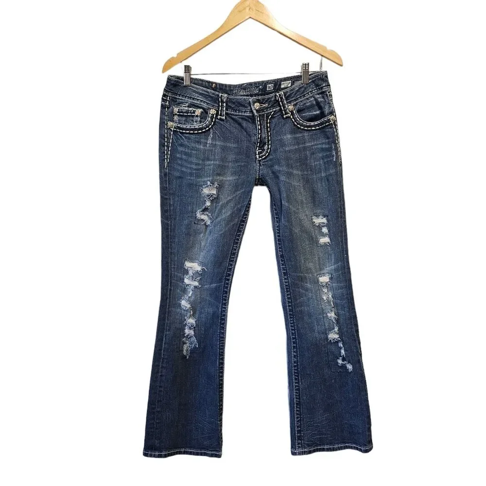 MISS ME Jeans THICK STITCH RHINESTONE BOOT CUT JEANS JE5152B14R‎ - Picture 3 of 6